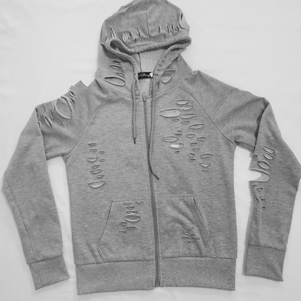 Gray jacket with holes